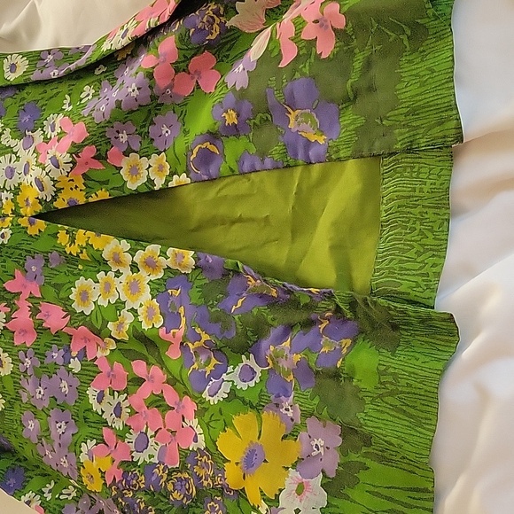 Vintage 70s Deep V Floral Green Maxi Dress - Picture 9 of 15